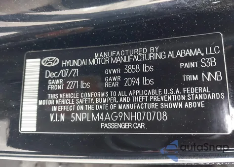 2022 Hyundai Elantra Sel from USA, damaged, VIN 5NPLM4AG9NH070708